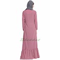 Frilled abaya dress with pintucks- puce pink Frilled abaya dress with pintucks- puce pink